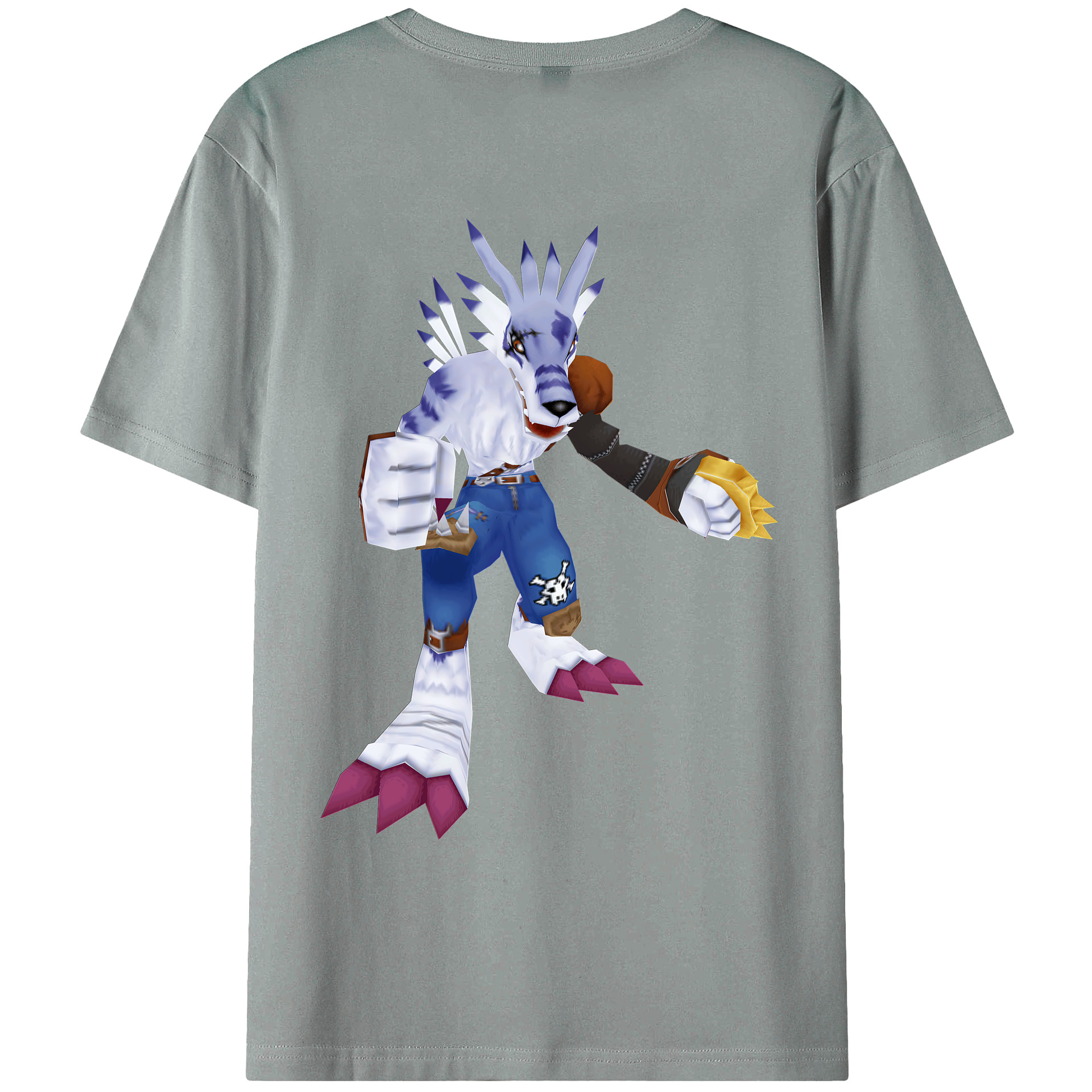 （画像用） Digimon デジタルモンスター/デジモン 綿100％ メンズ半袖Tシャツ（バックプリント） 通気性